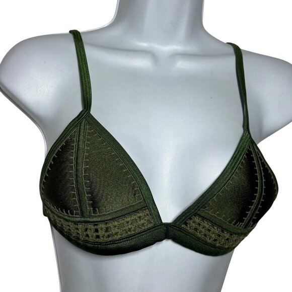 Triangl Gigi Crochet Neoprene Bikini top size Medium Army Green - Picture 2 of 8